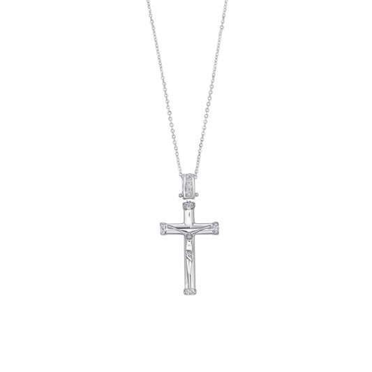 DIAMOND CRUCIFIX - COLLIER - BLANC OR