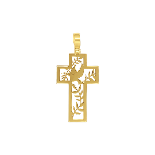 DOVE OF PEACE - PENDENTIF CROIX - GOLDEN ARGENT