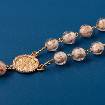 GLASS BEADS CHAPELET - VERMEIL ARGENT