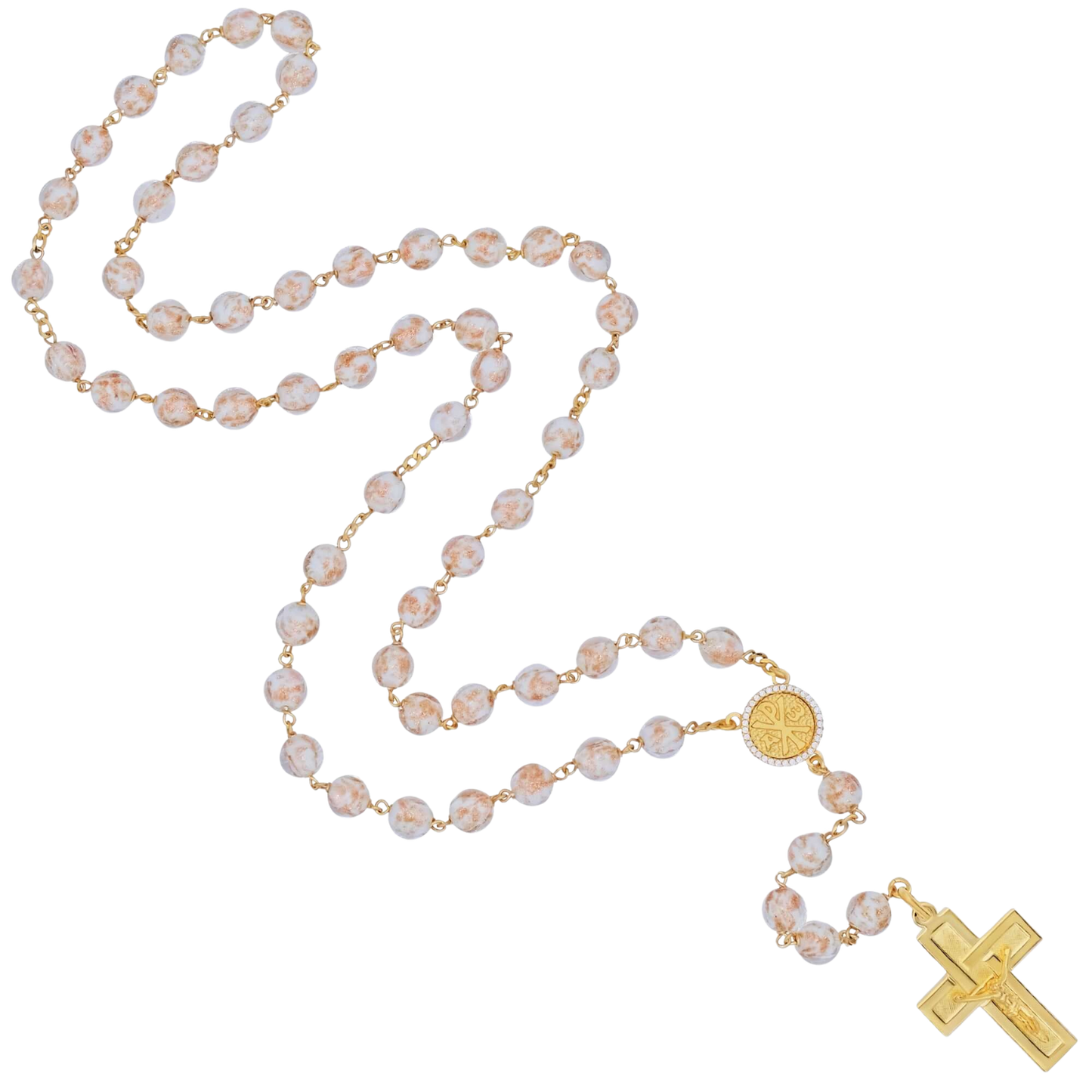 GLASS BEADS CHAPELET - VERMEIL ARGENT