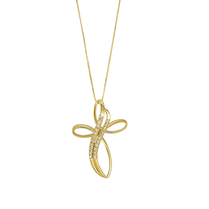 COLLIER CROIX - DIAMONDS ET OR