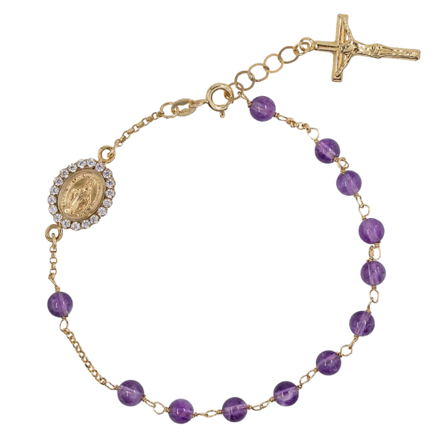 BRACELET CHAPELET - OR ET AMETHYST