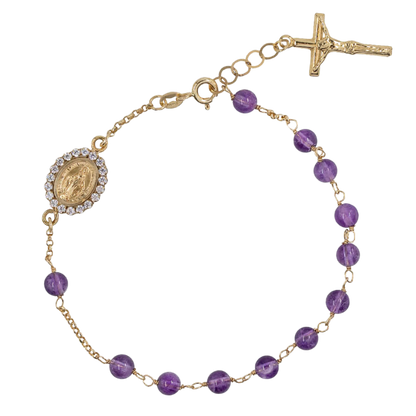 BRACELET CHAPELET - OR ET AMETHYST