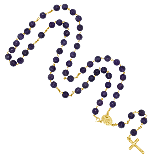 AMETHYST GRAINS DE CHAPELET - OR