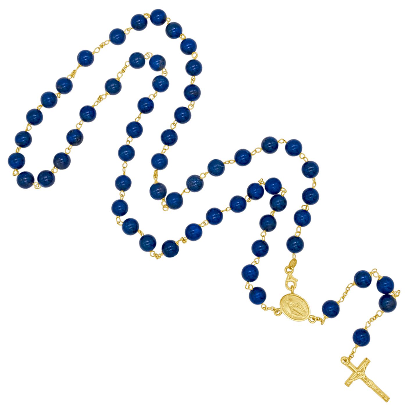 LAPIS LAZULI BEADS - CHAPELET - OR