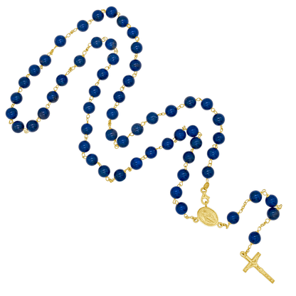 LAPIS LAZULI BEADS - CHAPELET - OR