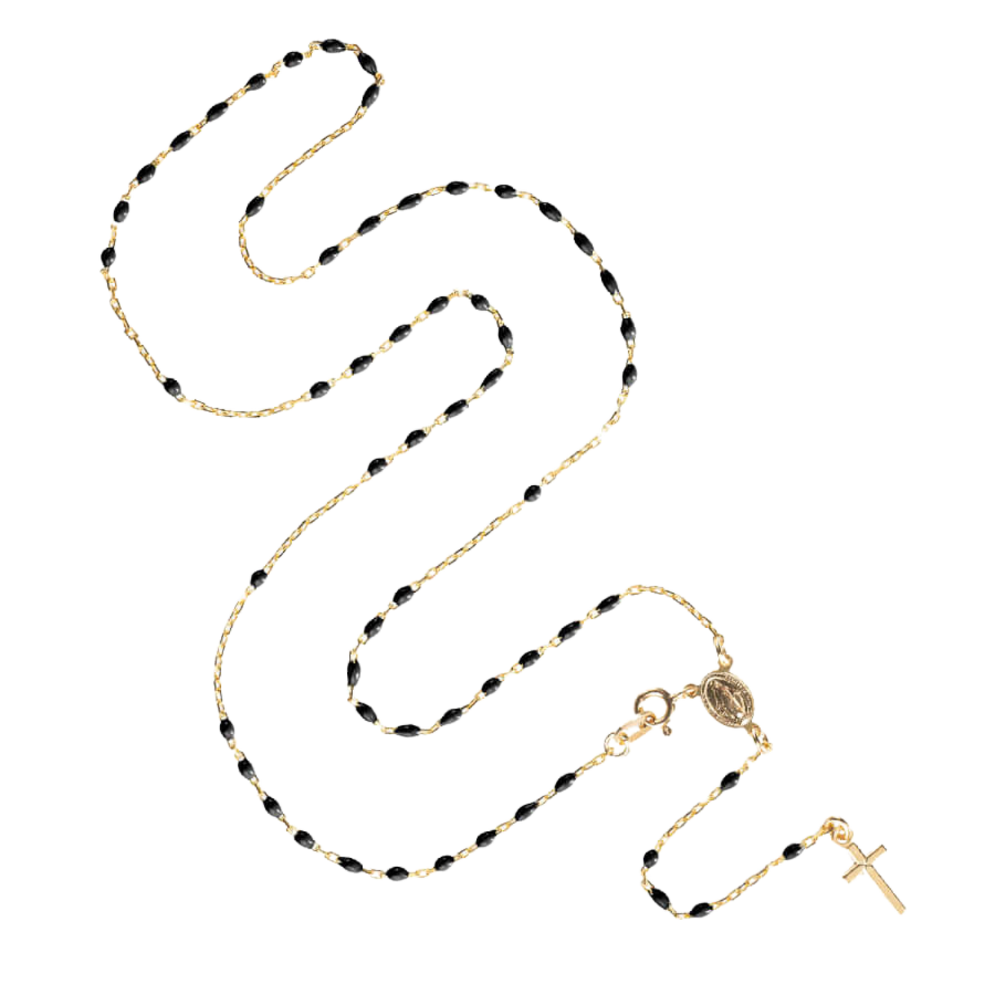 COLLIER CHAPELET - VERMEIL ARGENT - NOIR ENAMEL