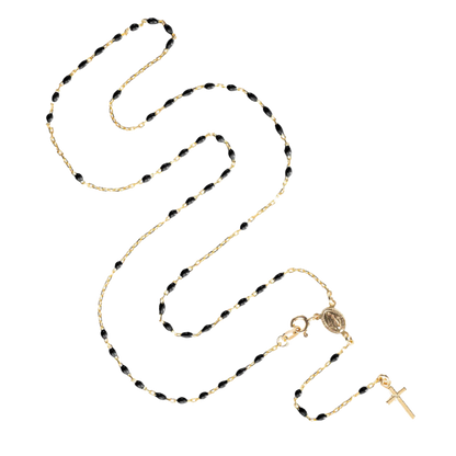 COLLIER CHAPELET - VERMEIL ARGENT - NOIR ENAMEL