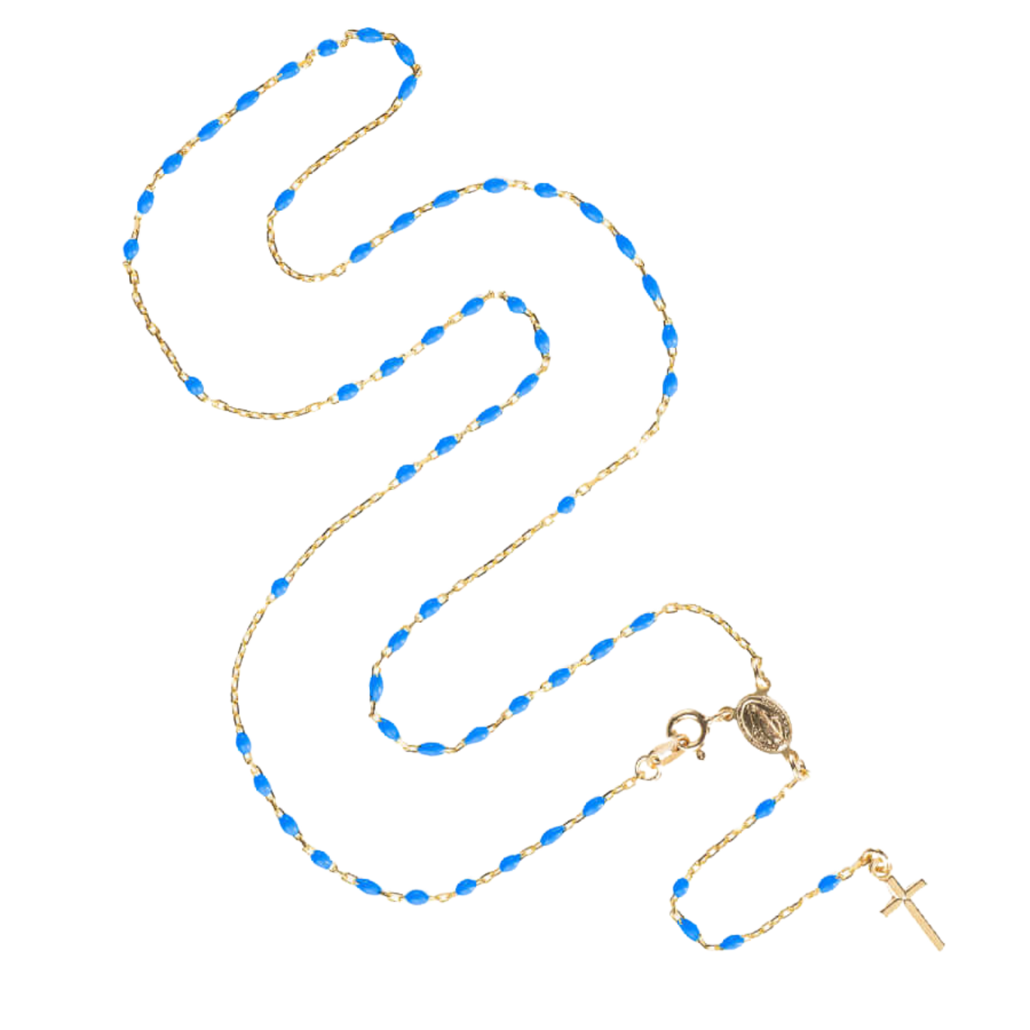 COLLIER CHAPELET - VERMEIL ARGENT - BLUE ENAMEL
