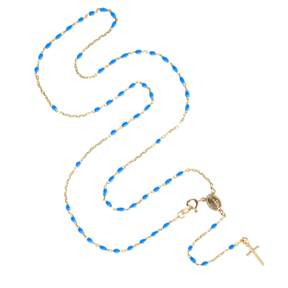 COLLIER CHAPELET - VERMEIL ARGENT - BLUE ENAMEL