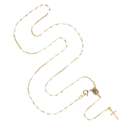 COLLIER CHAPELET - VERMEIL ARGENT - BLANC ENAMEL