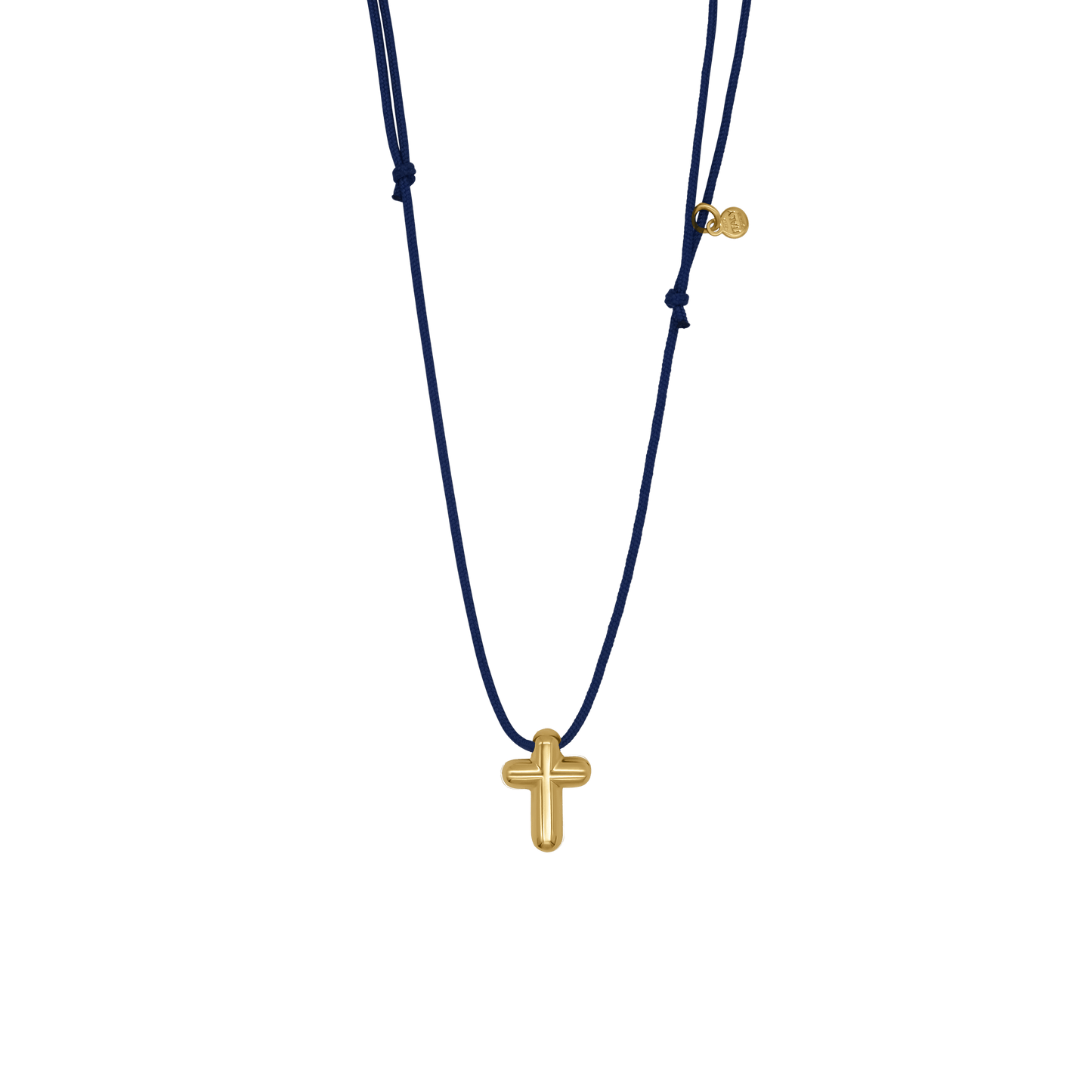 COLLIER CROIX - BLUE ROPE ET GOLDEN ARGENT