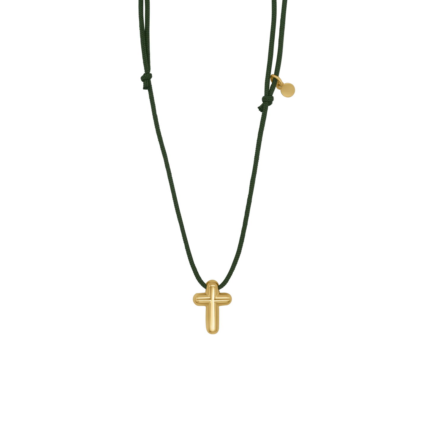 COLLIER CROIX - GREEN ROPE ET GOLDEN ARGENT
