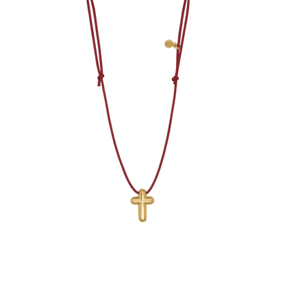 COLLIER CROIX - RED ROPE ET GOLDEN ARGENT