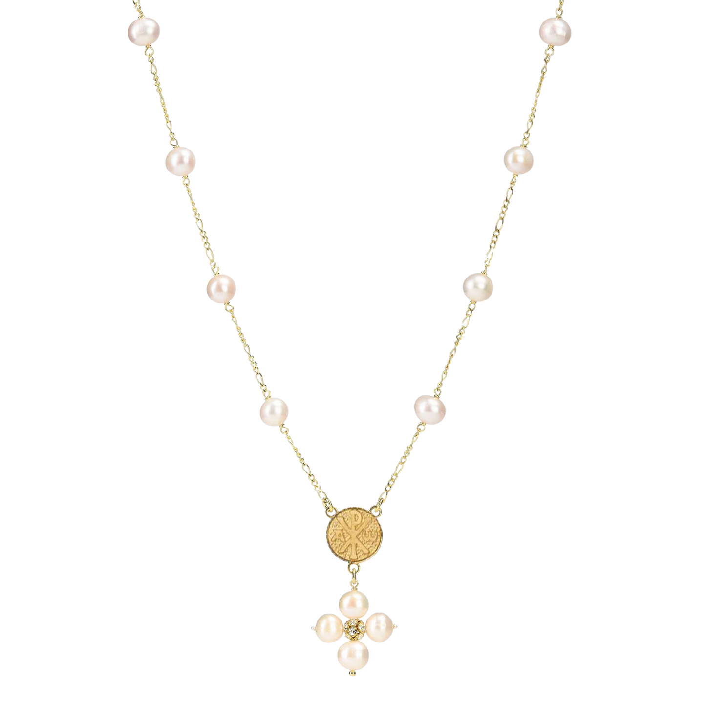 PERLE COLLIER - MÉDAILLE MARIE - VERMEIL ARGENT