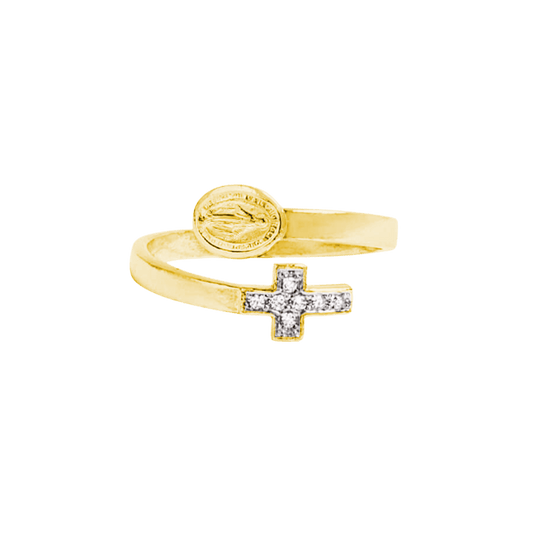 MIRACULOUS MÉDAILLE ET CROIX - BAGUE - GOLDEN ARGENT
