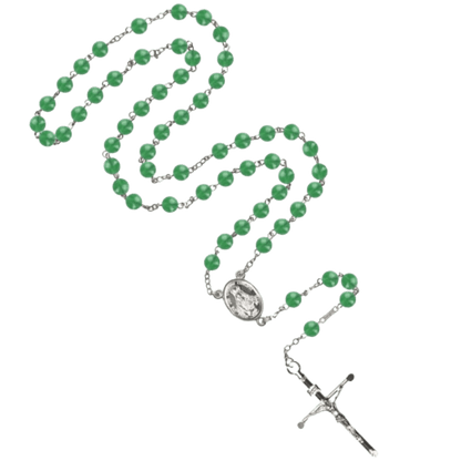 GREEN AGATE CHAPELET - ARGENT
