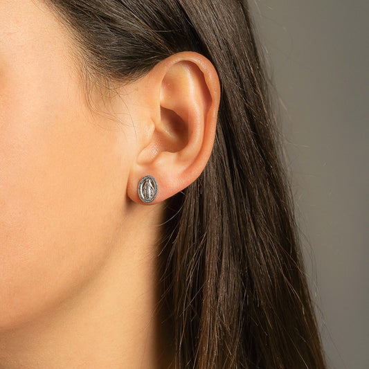 MIRACULOUS MÉDAILLE - STUD BOUCLES D'OREILLES - ARGENT