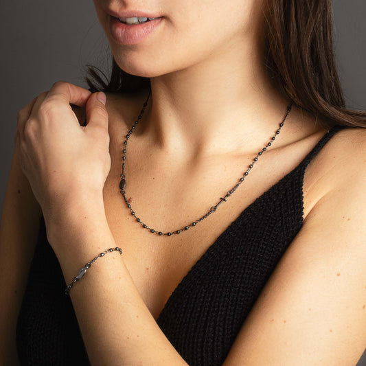 MIRACULOUS ET CROIX - COLLIER - NOIR ARGENT