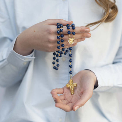 LAPIS LAZULI BEADS - CHAPELET - VERMEIL ARGENT