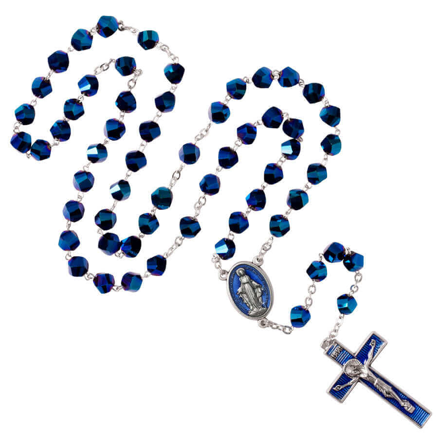 INTENSE BLUE CRYSTAL CHAPELET - METAL