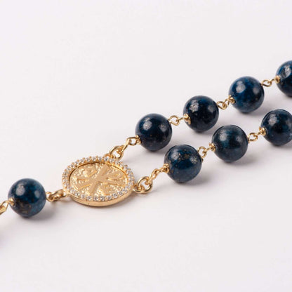 LAPIS LAZULI BEADS - CHAPELET - VERMEIL ARGENT