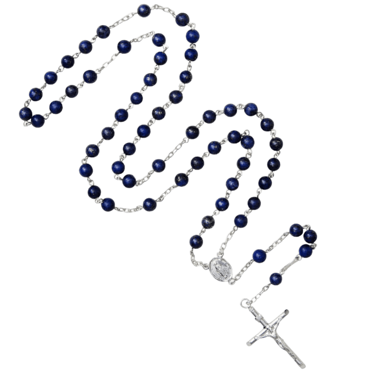 LAPIS LAZULI CHAPELET - ARGENT