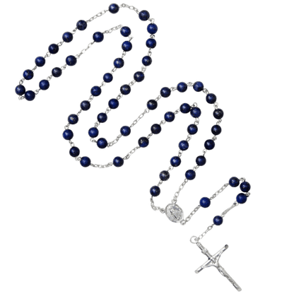 LAPIS LAZULI CHAPELET - ARGENT