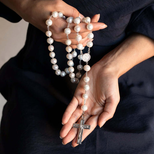 LARGE PERLE BEADS CHAPELET - ARGENT
