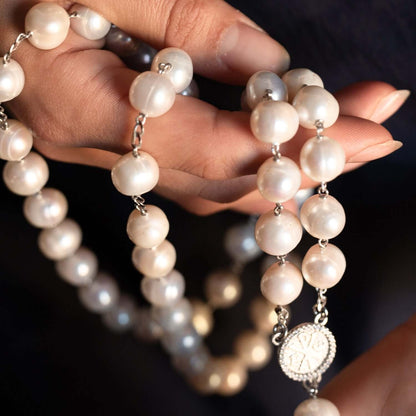 LARGE PERLE BEADS CHAPELET - ARGENT