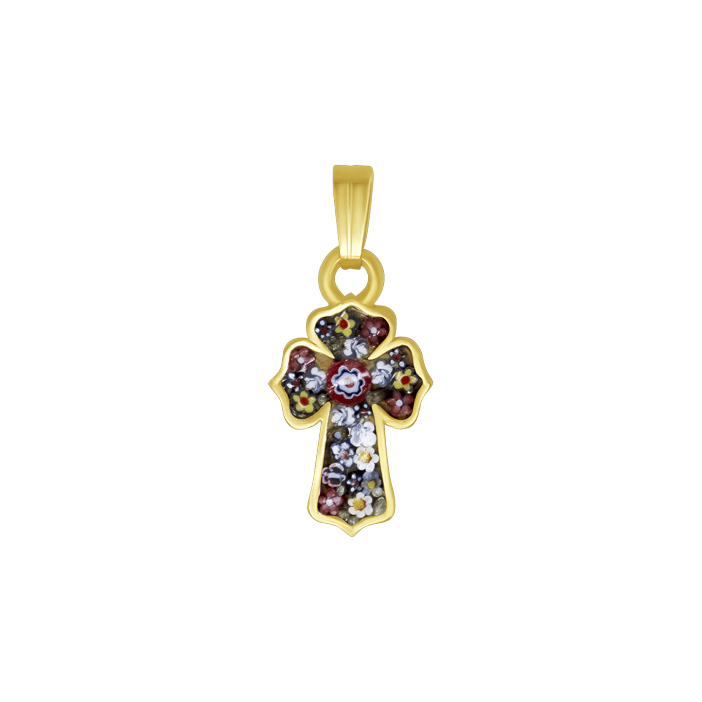PENDENTIF CROIX - MICROMOSAIC BIJOUX - GOLDEN METAL