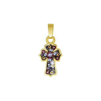 PENDENTIF CROIX - MICROMOSAIC BIJOUX - GOLDEN METAL