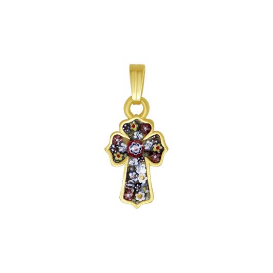 PENDENTIF CROIX - MICROMOSAIC BIJOUX - GOLDEN METAL