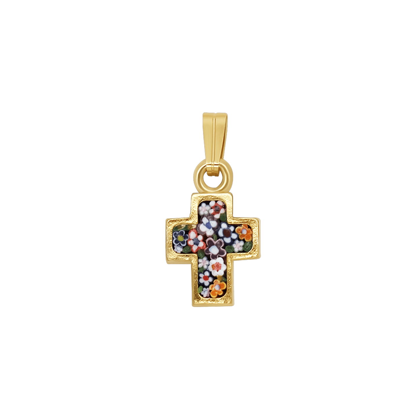 PENDENTIF CROIX - MICROMOSAIC BIJOUX - GOLDEN METAL