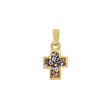PENDENTIF CROIX - MICROMOSAIC BIJOUX - GOLDEN METAL