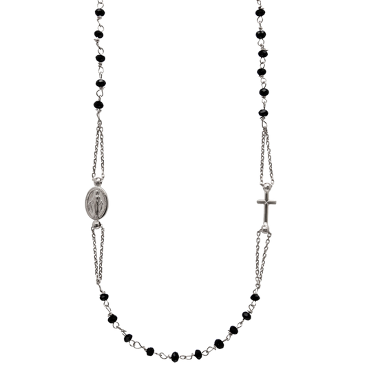 MIRACULOUS ET CROIX - CRYSTAL COLLIER - ARGENT