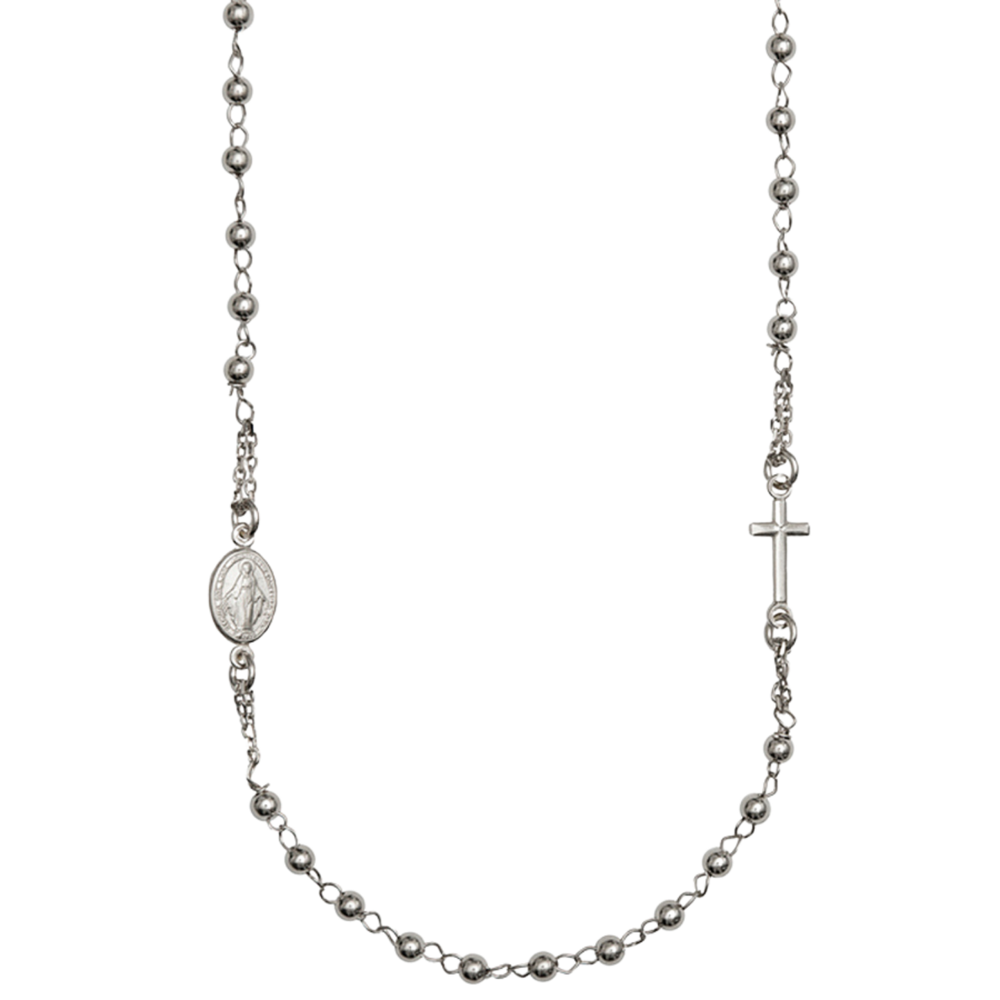 MIRACULOUS ET CROIX - COLLIER - BLANC OR