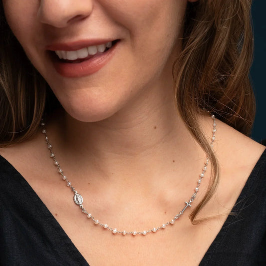 MIRACULOUS ET CROIX - PERLE COLLIER - ARGENT