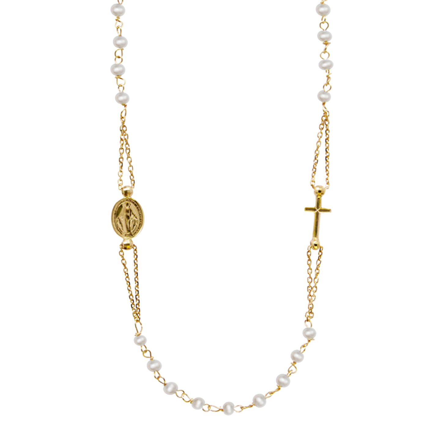 MIRACULOUS ET CROIX - PERLE COLLIER - OR