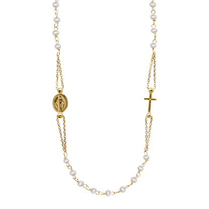 MIRACULOUS ET CROIX - PERLE COLLIER - OR