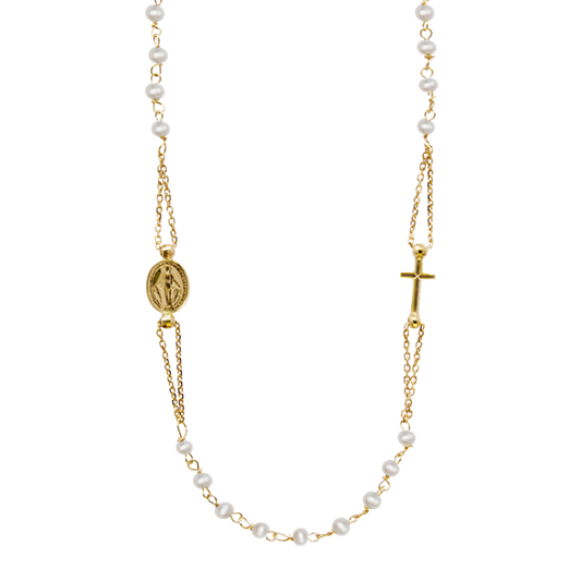MIRACULOUS ET CROIX - PERLE COLLIER - OR