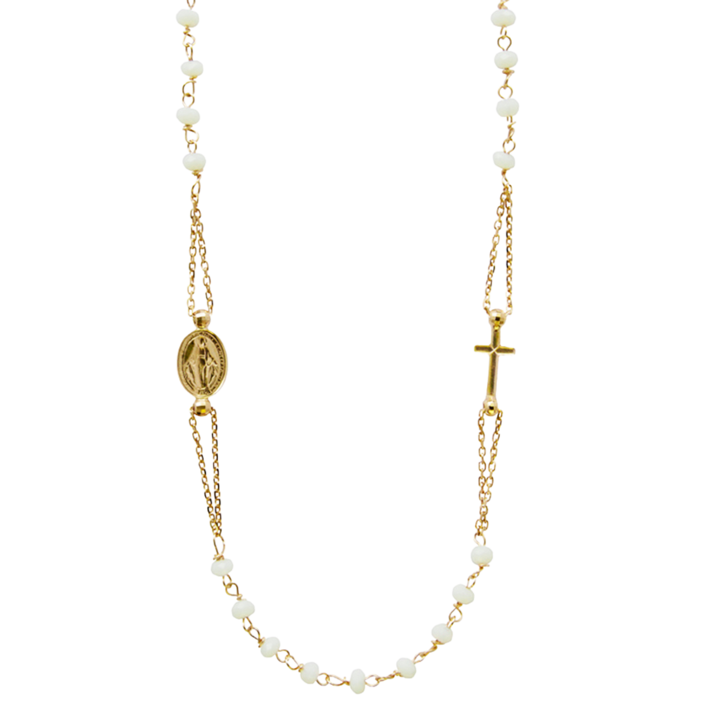 MIRACULOUS ET CROIX - CRYSTAL COLLIER - VERMEIL ARGENT