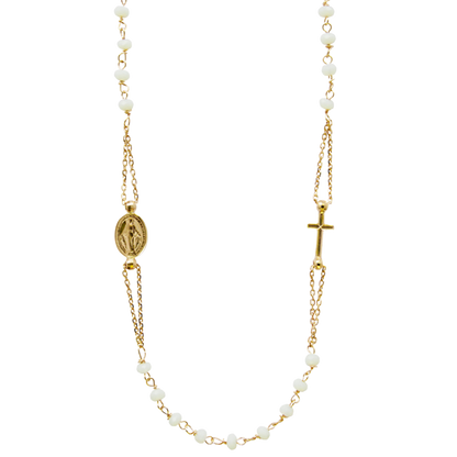 MIRACULOUS ET CROIX - CRYSTAL COLLIER - VERMEIL ARGENT