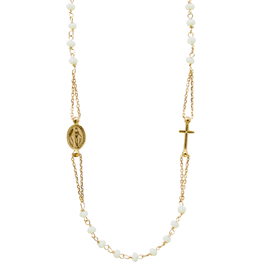 MIRACULOUS ET CROIX - CRYSTAL COLLIER - VERMEIL ARGENT