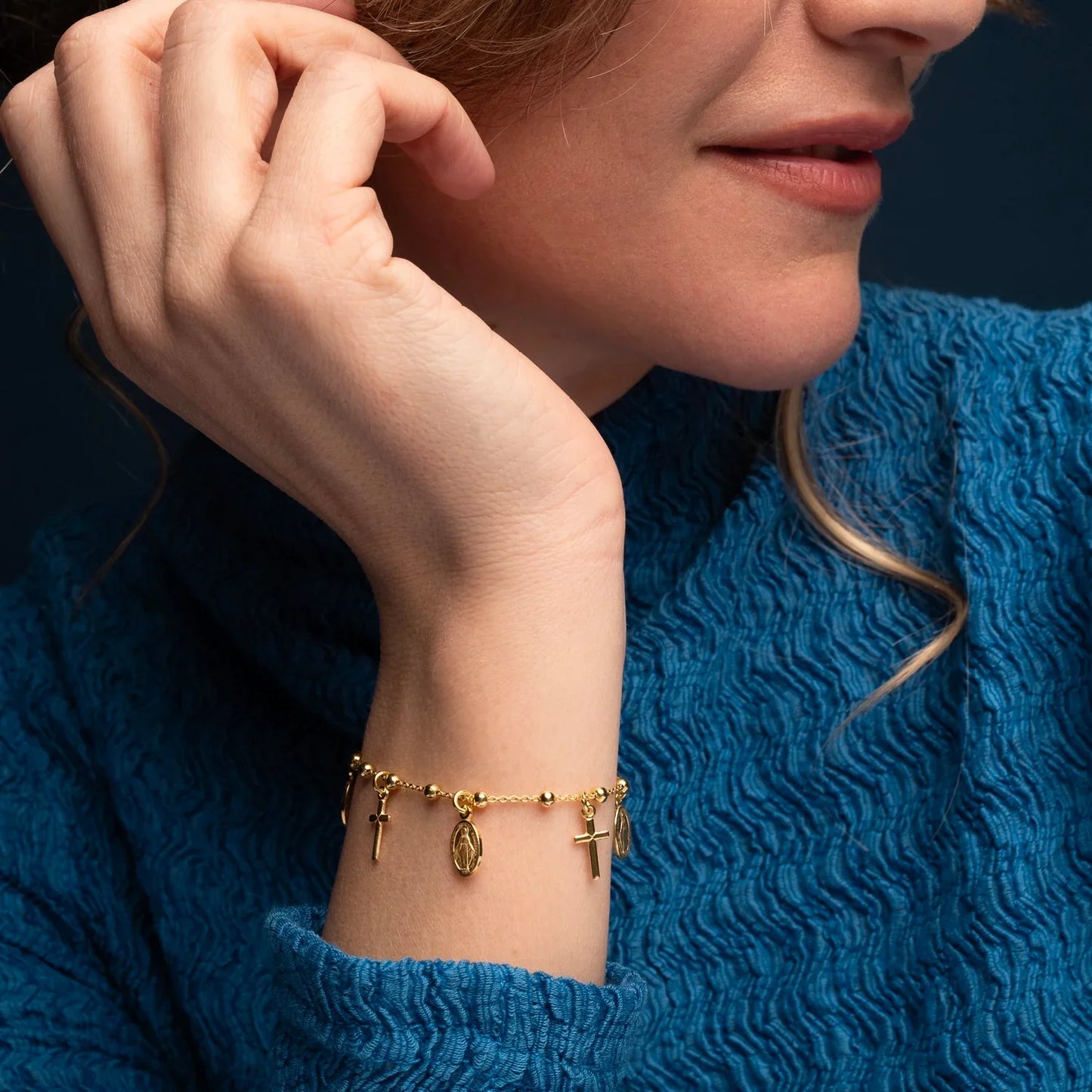 MIRACULOUS MÉDAILLE ET CROIX CHARMS - BRACELET - GOLDEN ARGENT