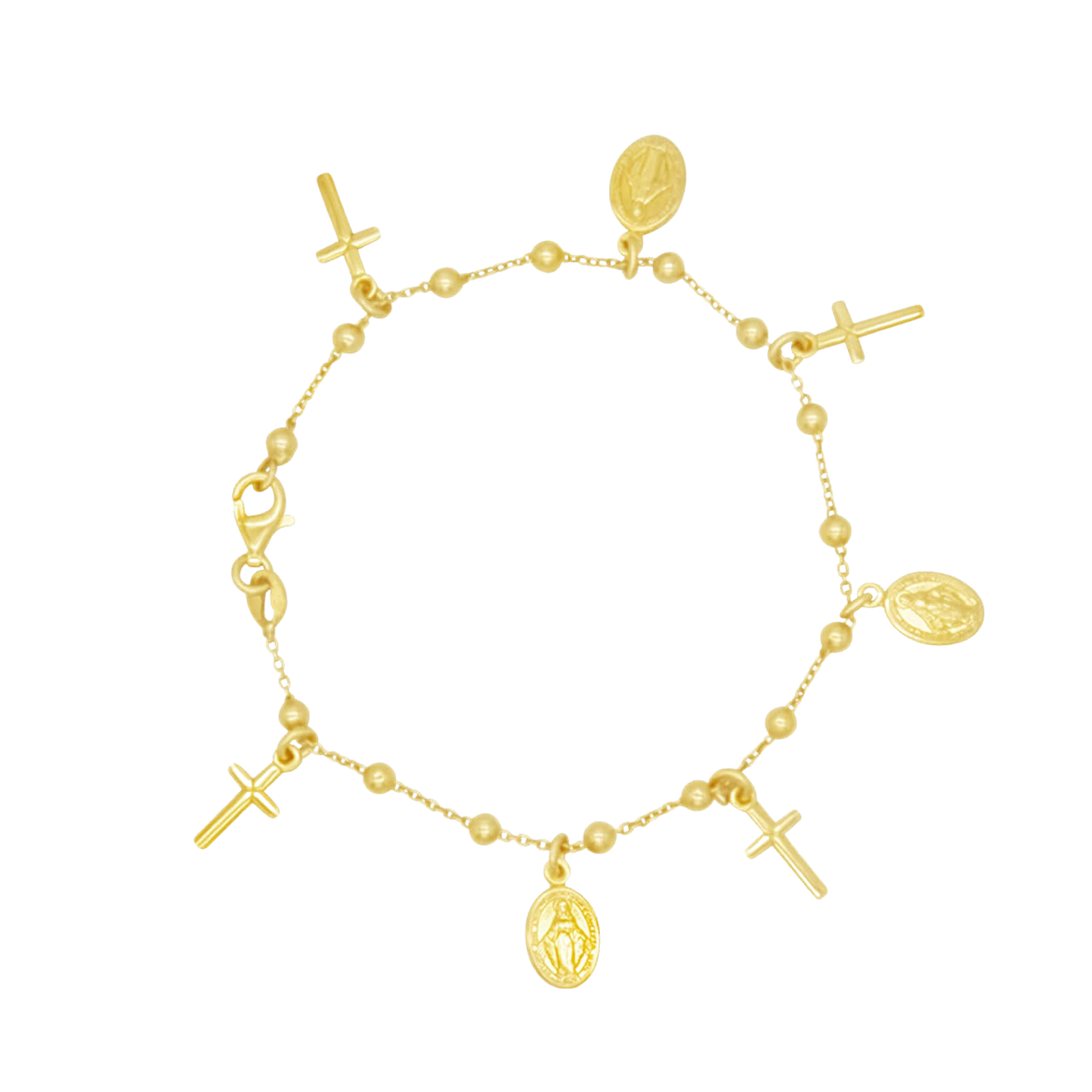 MIRACULOUS MÉDAILLE ET CROIX CHARMS - BRACELET - GOLDEN ARGENT