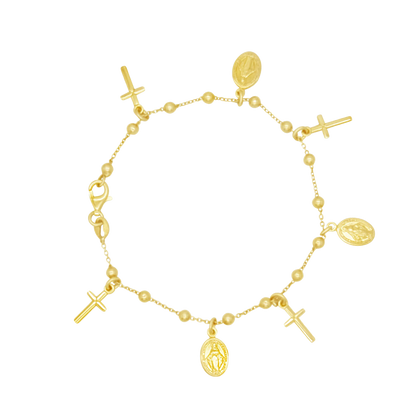MIRACULOUS MÉDAILLE ET CROIX CHARMS - BRACELET - GOLDEN ARGENT
