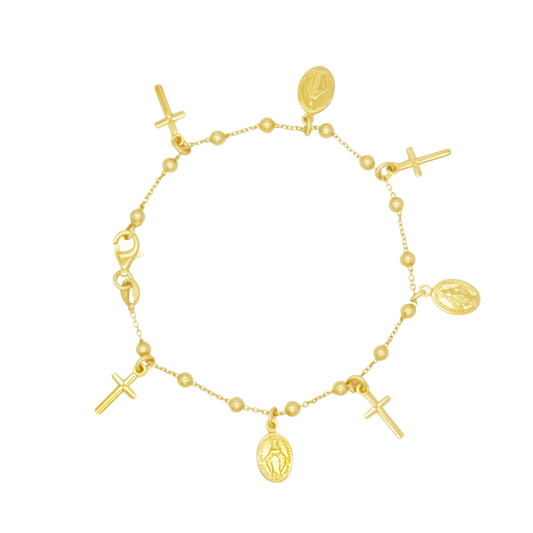 MIRACULOUS MÉDAILLE ET CROIX CHARMS - BRACELET - GOLDEN ARGENT