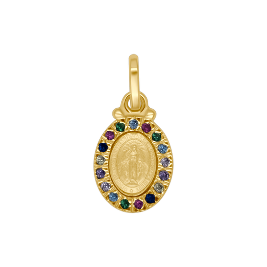 MIRACULOUS MÉDAILLE - MULTICOLOR ZIRCONIA ET GOLDEN ARGENT