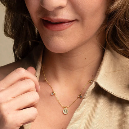 MIRACULOUS MÉDAILLE COLLIER - GOLDEN ARGENT ET ZIRCONIA